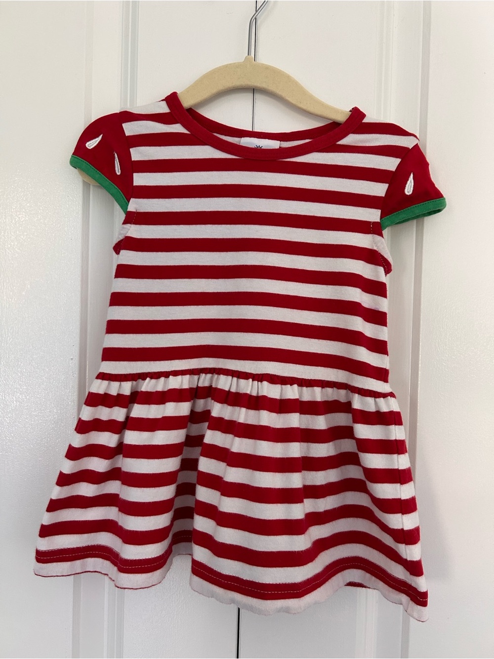 Florence Eiseman watermelon dress 24 months red white stripes watermelon sleeves